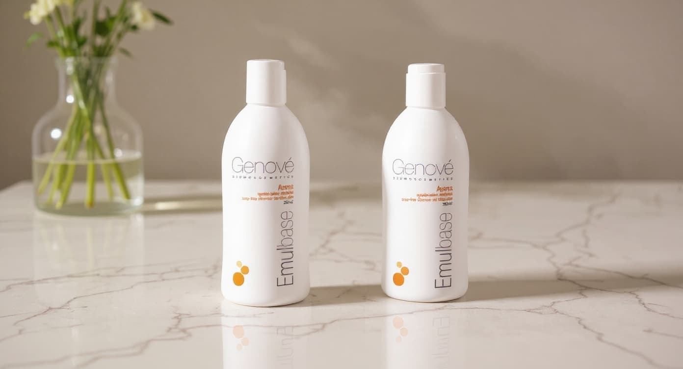 Mujer con piel serena y luminosa en fondo neutro con luz natural difusa, evocando calma y recuperación