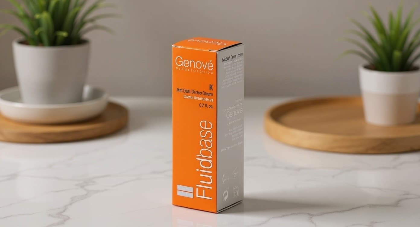 Frasco transparente de sérum amarillo cítrico junto a media naranja cortada sobre mármol blanco bajo luz natural matinal