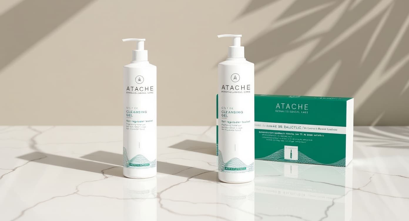 Piel facial suave con textura homogenea junto a un frasco cuentagotas ambar sobre marmol blanco con luz natural
